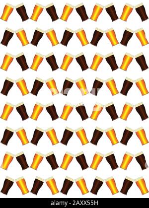 Traditionelle große Biergläser als seamfreier Hintergrund Stock Vektor