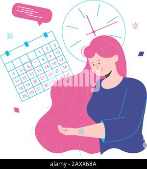 Hübsches Mädchen plant ihren Tag Stock Vektor