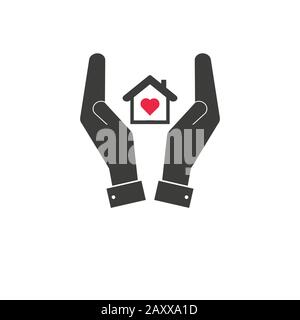 Symbol Home. Das Symbol der Firma für die Baureparatur und Instandhaltung des Hauses. Vektorgrafiken. Stock Vektor