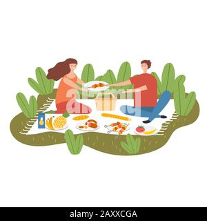 Sommerpicknick auf weißem Hintergrund Vektorgrafiken Stock Vektor