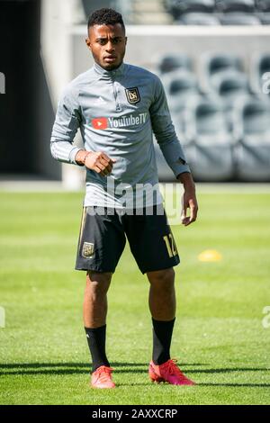 LAFC-Verteidiger Diego Palacios (12) beim Vorspiel eines MLS-Vorsaison-Fußballspiels gegen den Toronto FC, Mittwoch, 12. Februar 2020, in Los Angeles, USA. (Foto von IOS/ESPA-Images) Stockfoto