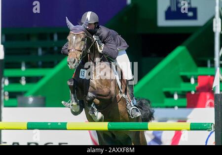 Die nationalen Spruce Meadows, Zeidler finanzielle Schale, Juni 2003, John Anderson (CAN) Reiten von Allied seismische Punisher Stockfoto