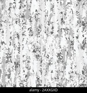 Silberfarbener Birch-Baum-Strich-Effekt Textur Hintergrund. Gesprenkeltes Weiß Verwitterte Rough Abstract Seamless Pattern Monochrome Natural Rough Melange Auf Der Ganzen Linie Stock Vektor