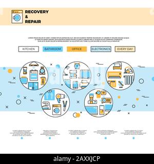 Website für die Reparatur von Haushaltsgeräten - Vektorvorlage. Reparaturvorlage, Seitenreparaturausrüstung, Webseite Design Service Reparatur illus Stock Vektor