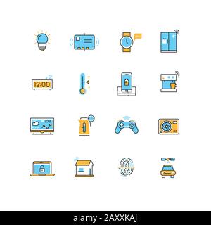 Internet of Things, Internet Technology Vector Flat Icons. Technologie Internet, Web Internet, Kontrollgerät mit Internet-Illustration Stock Vektor