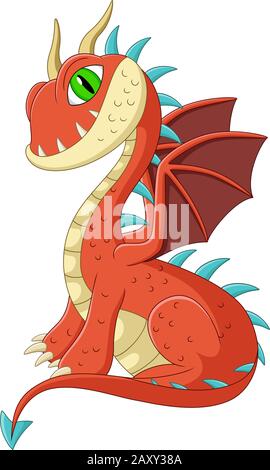 Cartoon-Drache auf weißem Hintergrund Stock Vektor