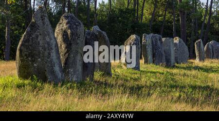 Steinreihe von Kerlesecan, Carnac, Morbihan Department, Frankreich Stockfoto