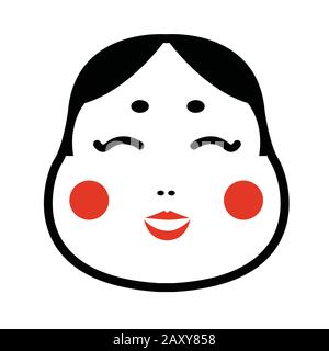 Japanische Okame Maske Cartoon Illustration Stock Vektor