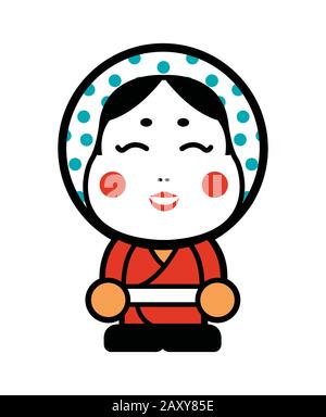 Japanische Okame Maske Cartoon Illustration Stock Vektor