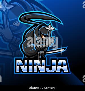 Ninja esport Maskottchen Logo Design Stock Vektor