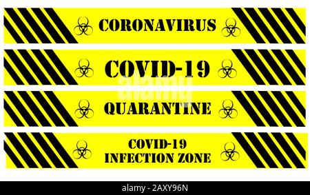 Bandvektor des gelben Corid-19-Coronavirus Stockfoto