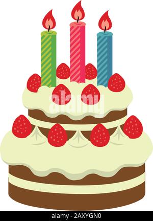 Geburtstag Kuchen Vector Illustration Stock Vektor