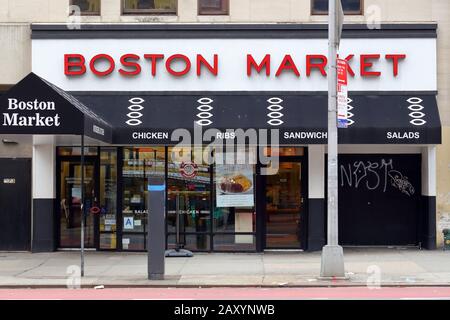 Boston Market, 271 West 23. Street, New York. Foto von einem schnellen, zwanglosen Hühnerrestaurant in Manhattans Chelsea-Viertel. Stockfoto