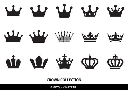 Vektorgrafiken mit Kronensymbol / schwarze Farbe Stock Vektor