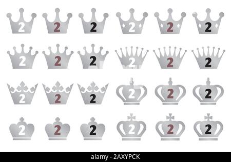 Symbolsatz für die Krone der Rangliste Stock Vektor