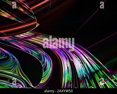 Fraktal Bild: Fancy abstrakte Zeichnung, schwarzen Hintergrund. Stockfoto
