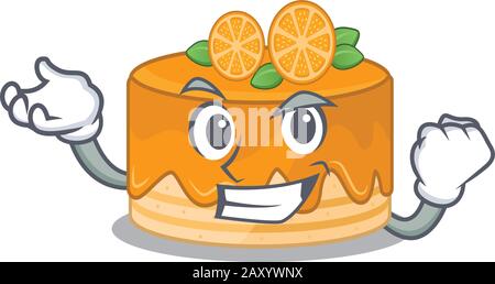 Cool selbstbewusst Erfolgreicher Orange Cake Cartoon Character Style Stock Vektor