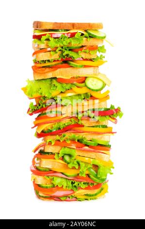 Riesen-Sandwich auf dem weißen Hintergrund isoliert Stockfoto