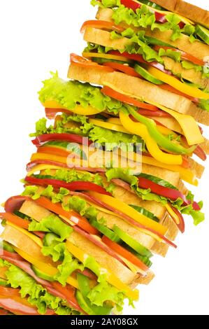 Riesen-Sandwich auf dem weißen Hintergrund isoliert Stockfoto