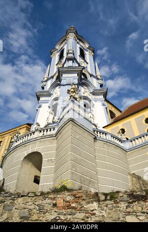 Barockkirche in Dürnstein in der Wachau, Waldviertel, Niederösterreich, Österreich, Europa Stockfoto