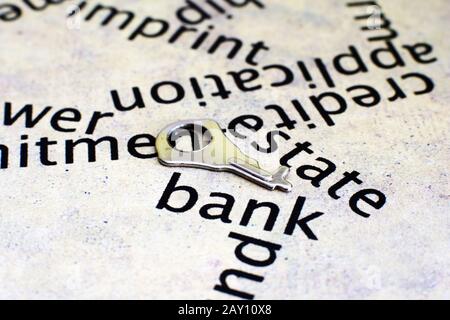 Nahaufnahme des Key on Bank Concept Stockfoto