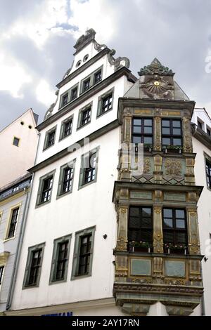 manneristischer Renaissance-Erker am Obermarkt Stockfoto