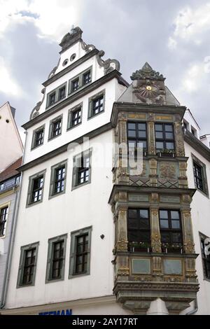 manneristischer Renaissance-Erker am Obermarkt Stockfoto