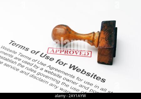 Nutzungsbedingungen für Websites - genehmigt Stockfoto