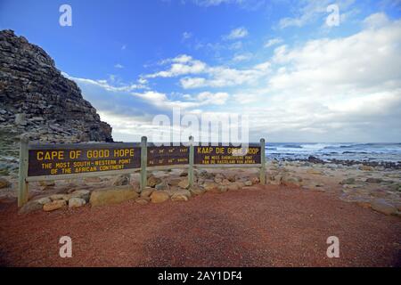 Schild zum Kap der guten Hoffnung, Kap der guten Hoffnung, Westkaper, Stockfoto