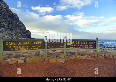 Schild zum Kap der guten Hoffnung, Kap der guten Hoffnung, Westkaper, Stockfoto