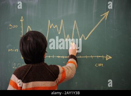 Diagramm für Kinder auf der Tafel Stockfoto