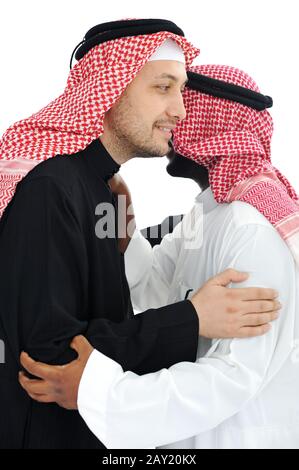 Zwei arabische Männer haben ein warmes Treffen Stockfoto