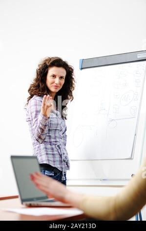 Fragen und Antworten während der Geschäftspräsentation Stockfoto