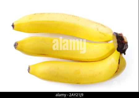 Bündel Bananen isoliert auf weißem Hintergrund Stockfoto