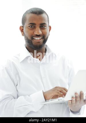 Afroamerikanischer Geschäftsleute mit Laptop Stockfoto