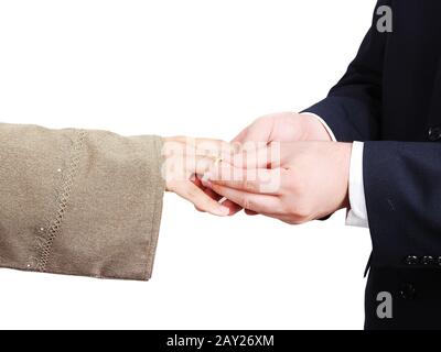Junge männliche Halterin Frau Hand Nahaufnahme Stockfoto