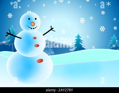 Snowman-Illustrationen für weihnachtsgrüßkarte Stockfoto