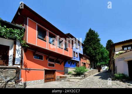 Bulgarien, Plovdiv, farbenfrohe Gebäude im traditionellen Struktur in der Altstadt aka Staria Grad, Stadt wurde Europäische Kulturhauptstadt 2019 Stockfoto