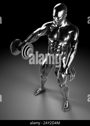 3D gerenderten Illustration - Metall Schulter Training Stockfoto