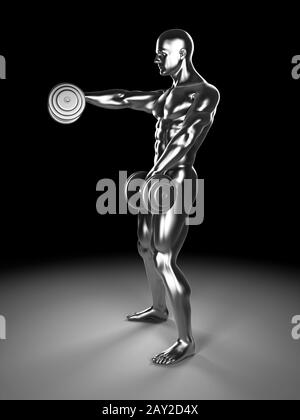 3D gerenderten Illustration - Metall Schulter Training Stockfoto