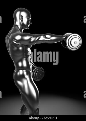 3D gerenderten Illustration - Metall Schulter Training Stockfoto