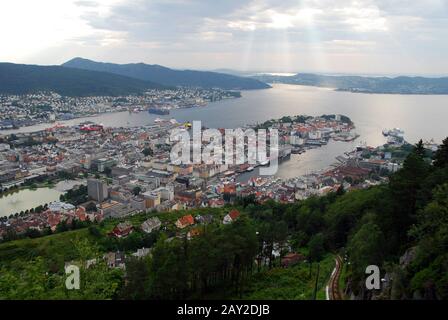 Standseilbahn Norwegen Bergen Fløibanen Stockfoto