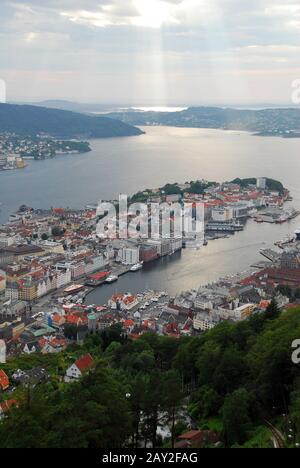 Standseilbahn Norwegen Bergen Fløibanen Stockfoto