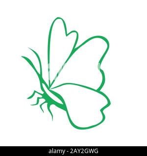 Abbildung eines Schmetterlings auf weißem Hintergrund, umreißende Insekten für das Design Stockfoto