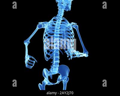 3D gerenderte Abbildung - Skelett eines Joggers Stockfoto