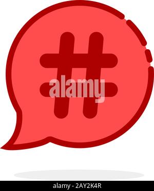 Rotes Cartoon-Hashtag-Logo auf weißem Hintergrund Stock Vektor