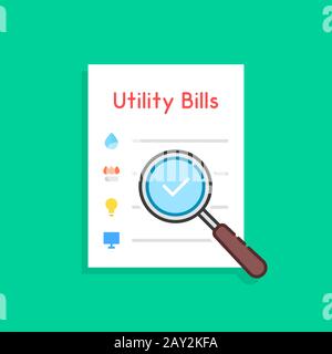 Symbol für die Zahlung von Versorgungsrechnungen in flacher Form Stock Vektor