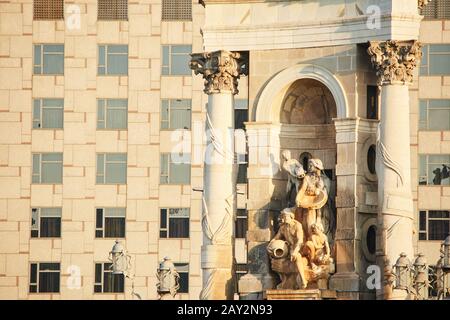 Blick auf die Plaza Espanya von Montjuic in Barcelona, Spanien Stockfoto