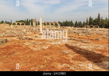 Das fast vollständig von Armeniern bewohnte Dorf Anjar ist berühmt für seine Ruinen von Umayyad Caliphate, einer UNESCO-Welterbestätte Stockfoto