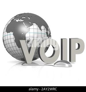 VOIP, Globus und Maus Stockfoto